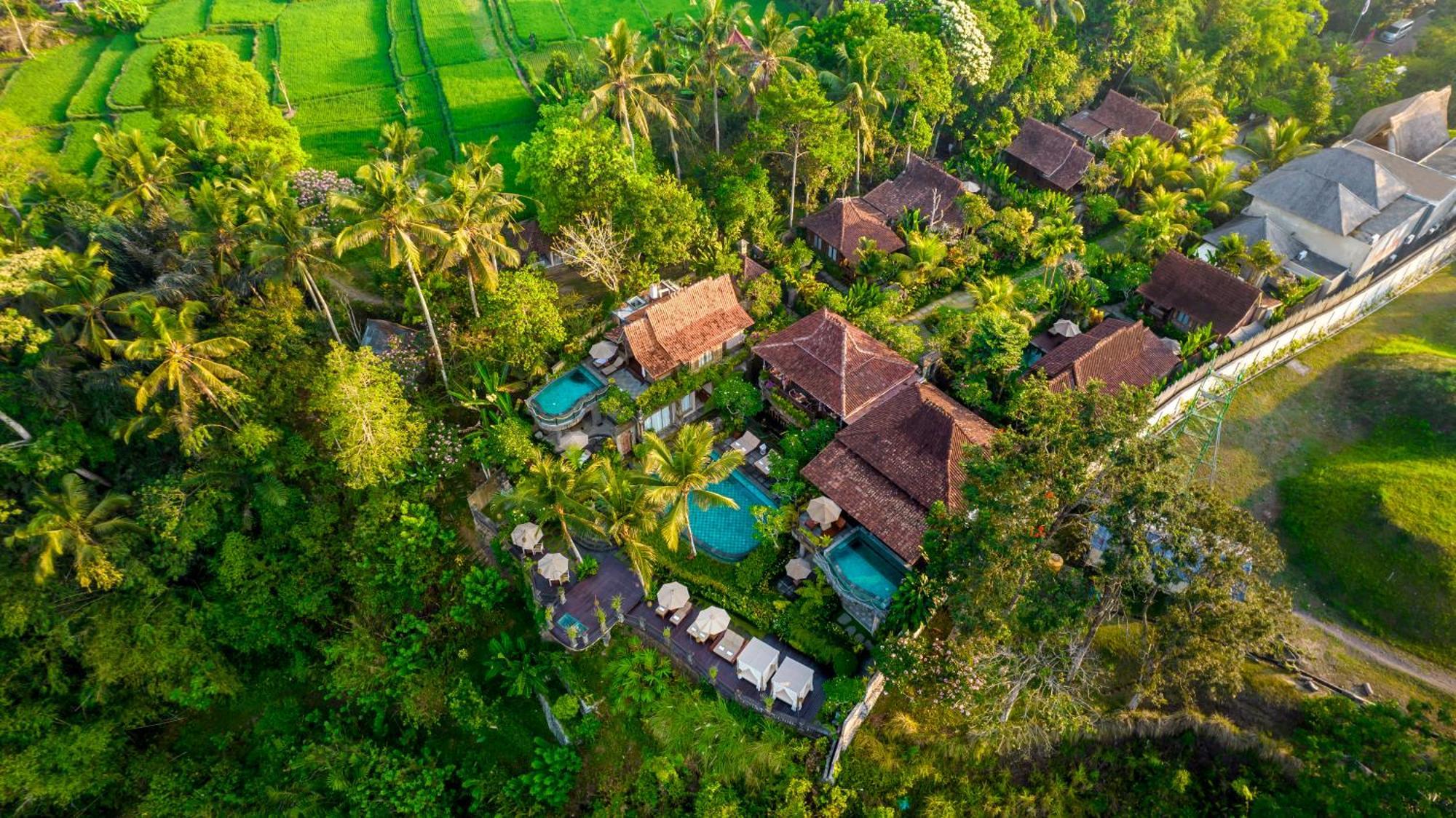 Pramana Watu Kurung Hotel Ubud Exterior foto Aerial view of the hotel
